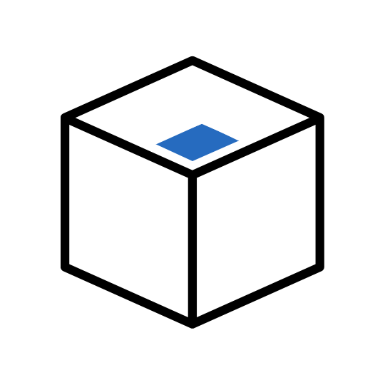 an icon showing the position of a QR code on a box