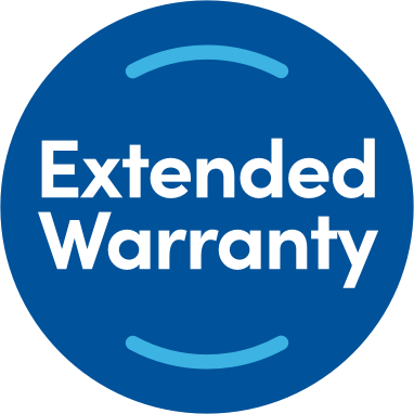 Extended Warranty badge with illustrated ribbon icon