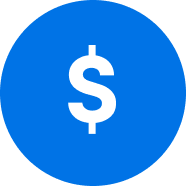 Icon of a dollar sign inside a blue circle.