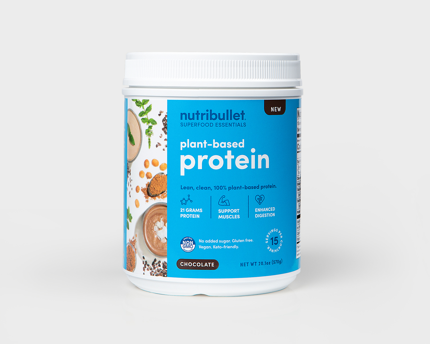 Plant Based Protein Powder 100 Vegan Blend Vanilla Chocolate Nutribullet